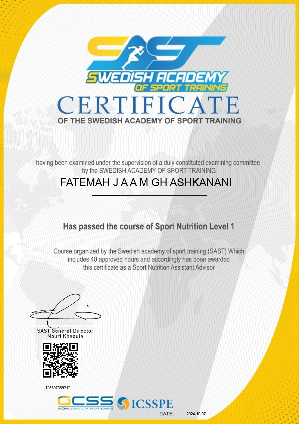 FATEMAH J A A M GH ASHKANANI